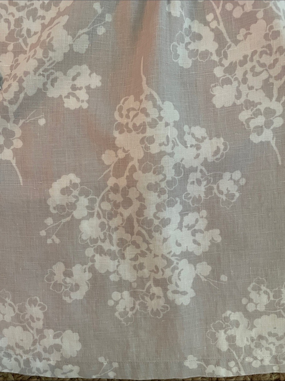 Boden 100% Linen Floral Braided Rope Neckline Tunic Blouse Grey White UK 8 US 4 - Picture 5 of 10